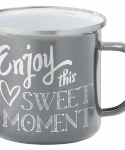 Budget 👏 RBV Birkmann Birkmann Emaille-Tasse Ca. 350 Ml Sweet Moments Grau 😉