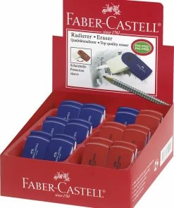 Auslauf 👏 Faber-Castell Radierer Sleeve Mini Rot/blau 🎁