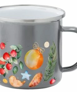 Schlussverkauf ⌛ RBV Birkmann Birkmann Emaille-Tasse Ca. 350 Ml Sweet 🎅 Christmas Grau 😀